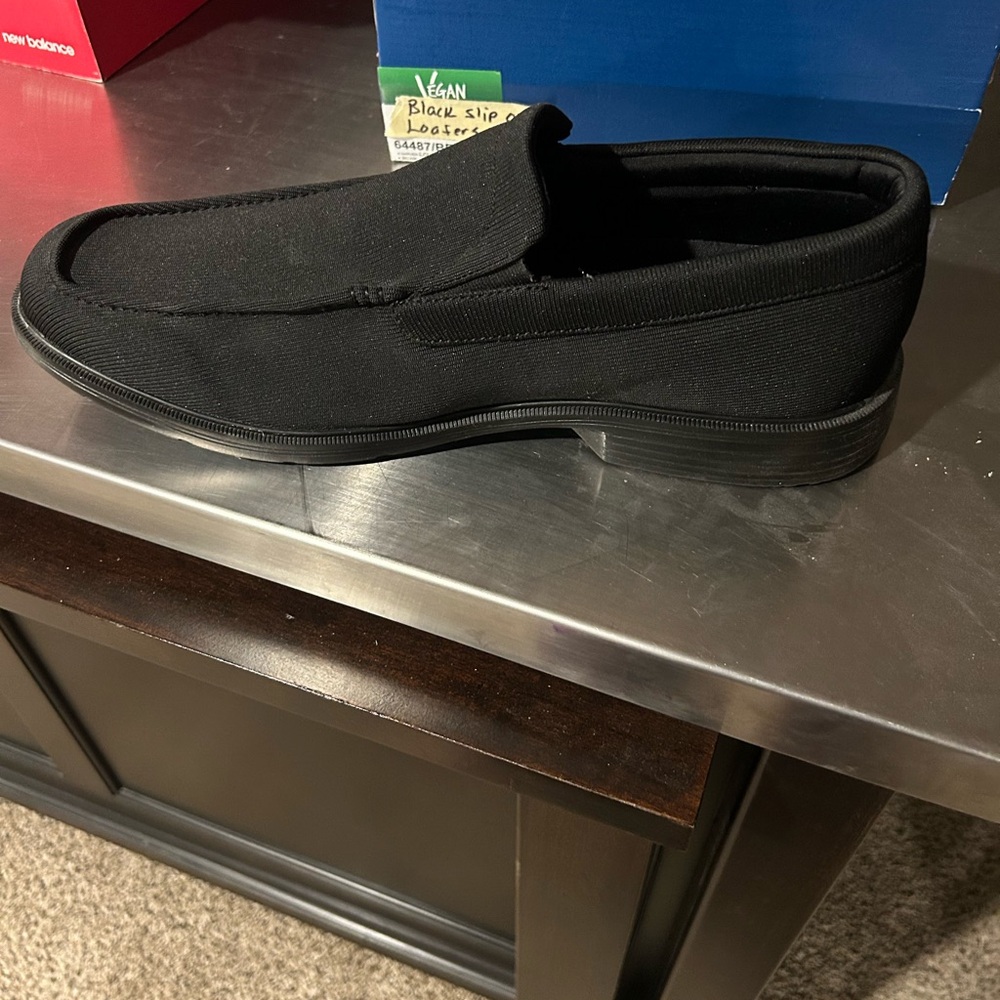 Black Suede Slip-On Loafers with Elastic Opening